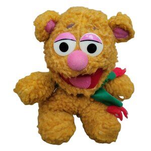 Vintage 80s Baby Fozzie Bear 8 in Plush Jim Henson Muppets Scarf Stuffed Animal